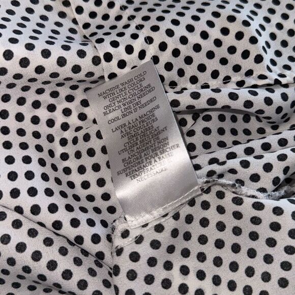 Como Blu Black and White Polka Dot Long Sleeve Chiffon Button Down Shirt Size 3X - Picture 12 of 12
